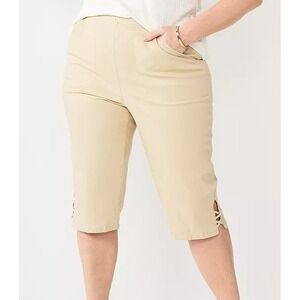 Croft & Barrow Tan Beige Women's Cropped Capri Pull on Pants XL Stretch